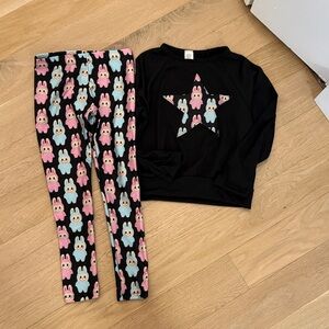 Kids Black and Pink Star Labubu Matching Set
